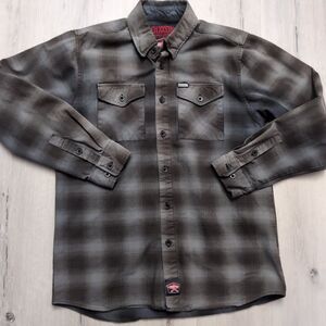 Dixxon Flannel The Niner FR Shirt Men's M Black Gray Plaid FR Dixxon Work